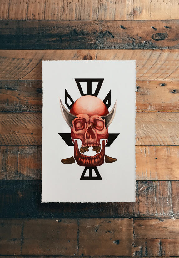 Skulls and Daggers (Red)