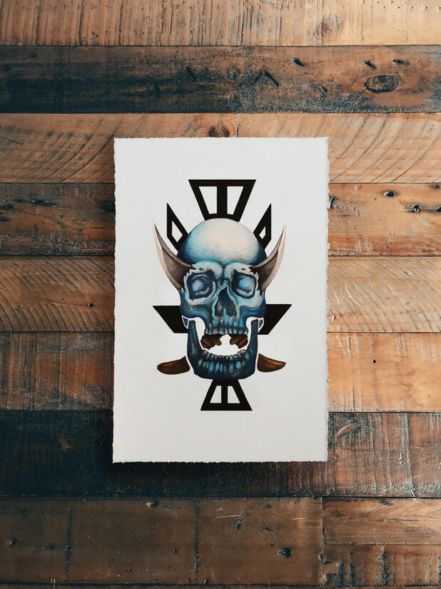 Skulls and Daggers (Blue)